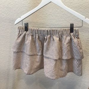 Gianni Bini tan and white strapless crop top